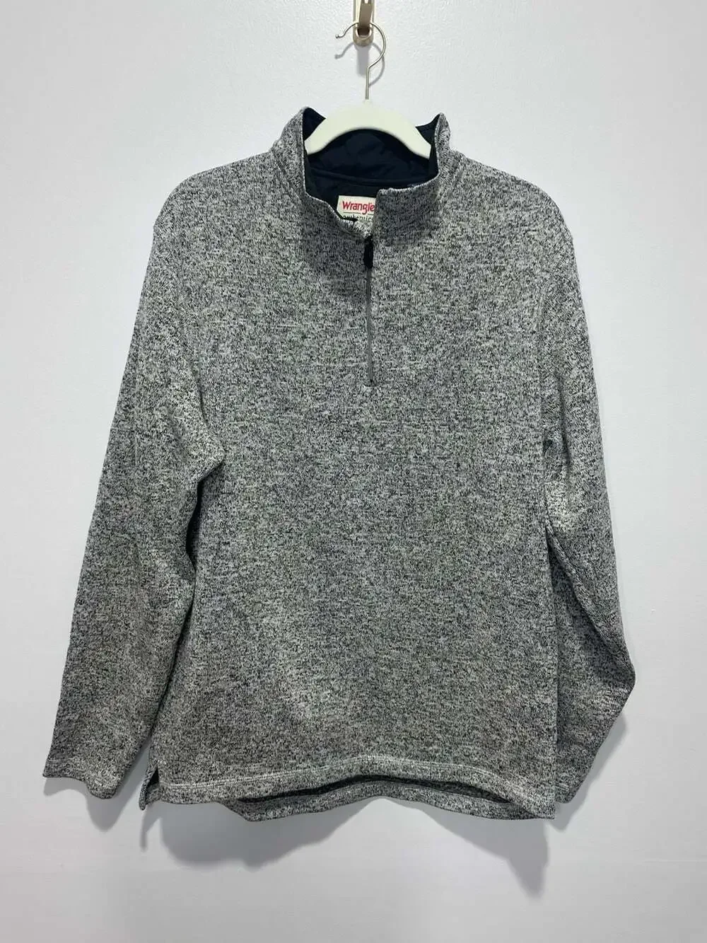 Wrangler Authentics Men's Quarter-Zip Fleece Pullover Sweater, Gray Marl, Size M